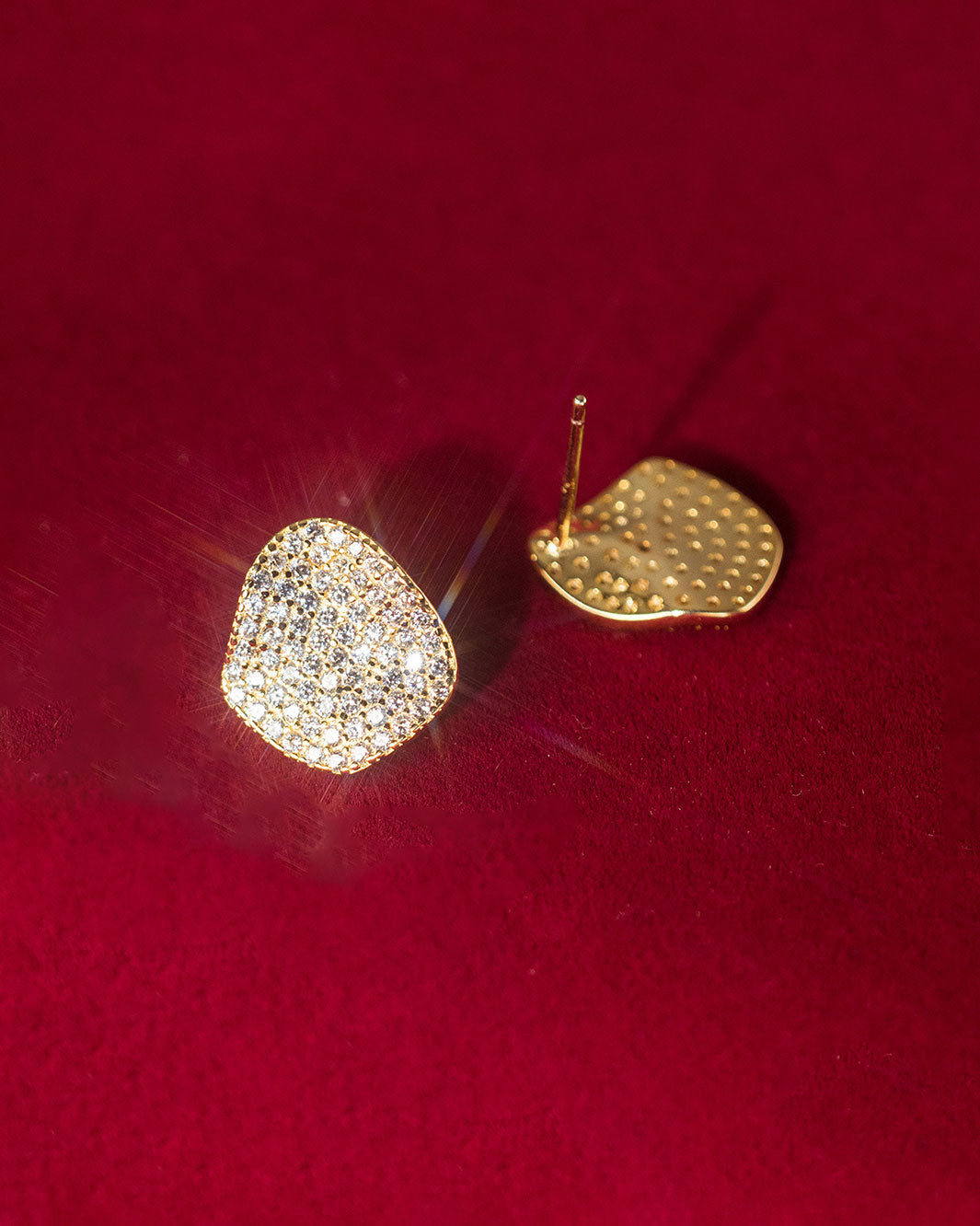 Luminous Gold Charm Stud Earrings