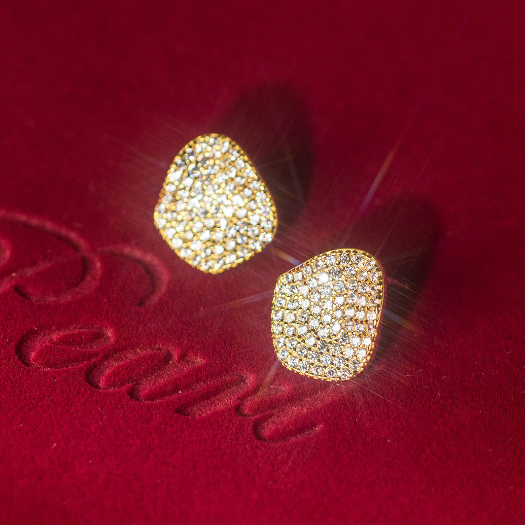 Luminous Gold Charm Stud Earrings