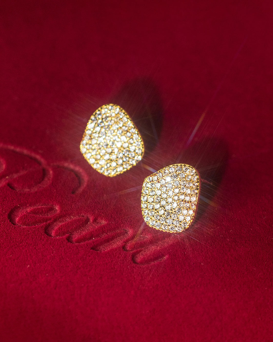 Luminous Gold Charm Stud Earrings