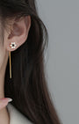 Pearl Flower Threader Earrings