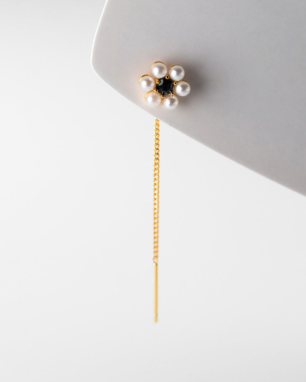 Pearl Flower Threader Earrings