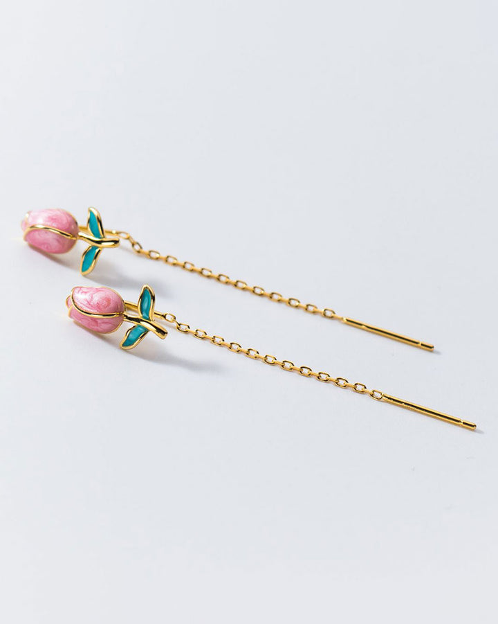 Tulip Charm Threader Earrings