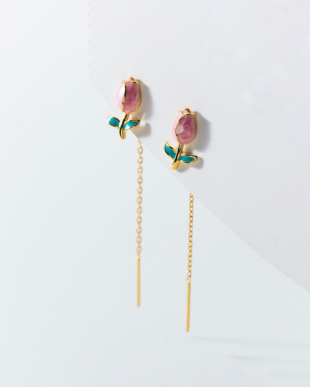 Tulip Charm Threader Earrings