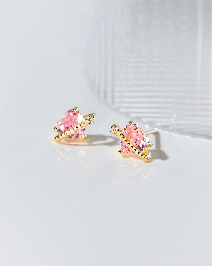 Dreamy Pink Heart Stud Earrings