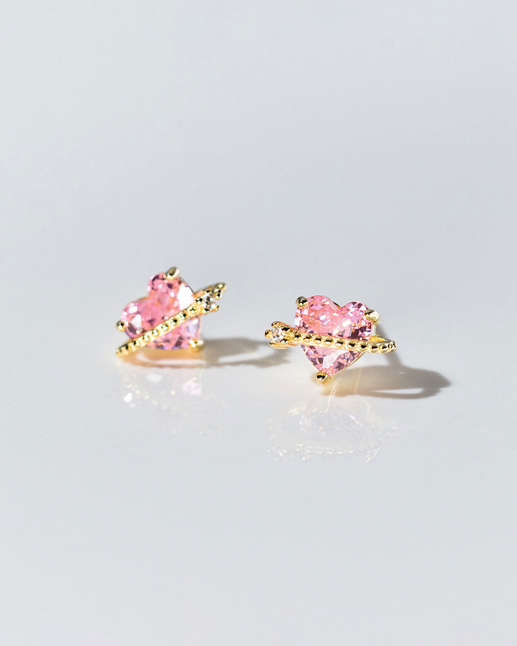 Dreamy Pink Heart Stud Earrings