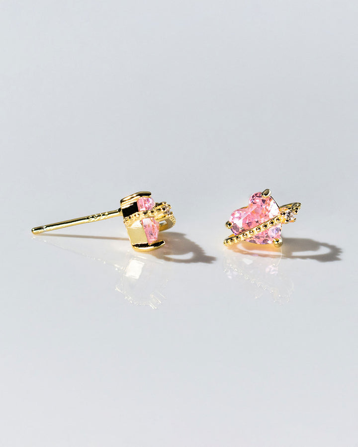 Dreamy Pink Heart Stud Earrings