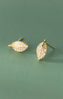Diamante Pave Leaf Stud Earrings