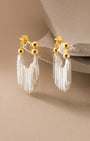 Dual Tone Gleaming Tassel Earrings