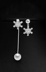 Diamante Snowflake Mismatch Pearl Drop Earrings
