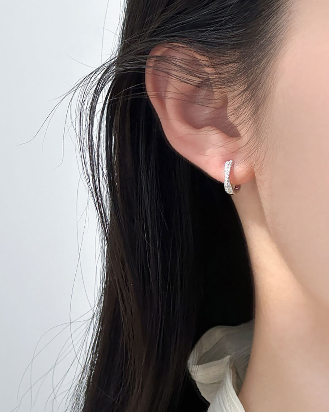 Mila Crossover Pavé Hoop Earrings