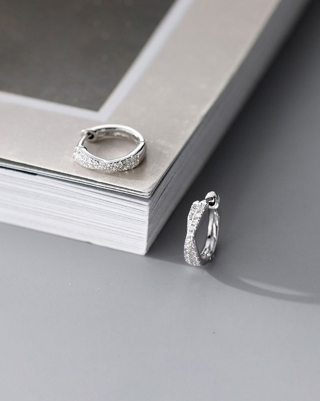 Mila Crossover Pavé Hoop Earrings