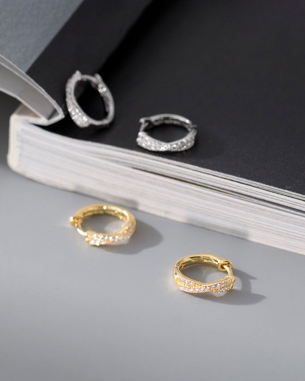 Mila Crossover Pavé Hoop Earrings