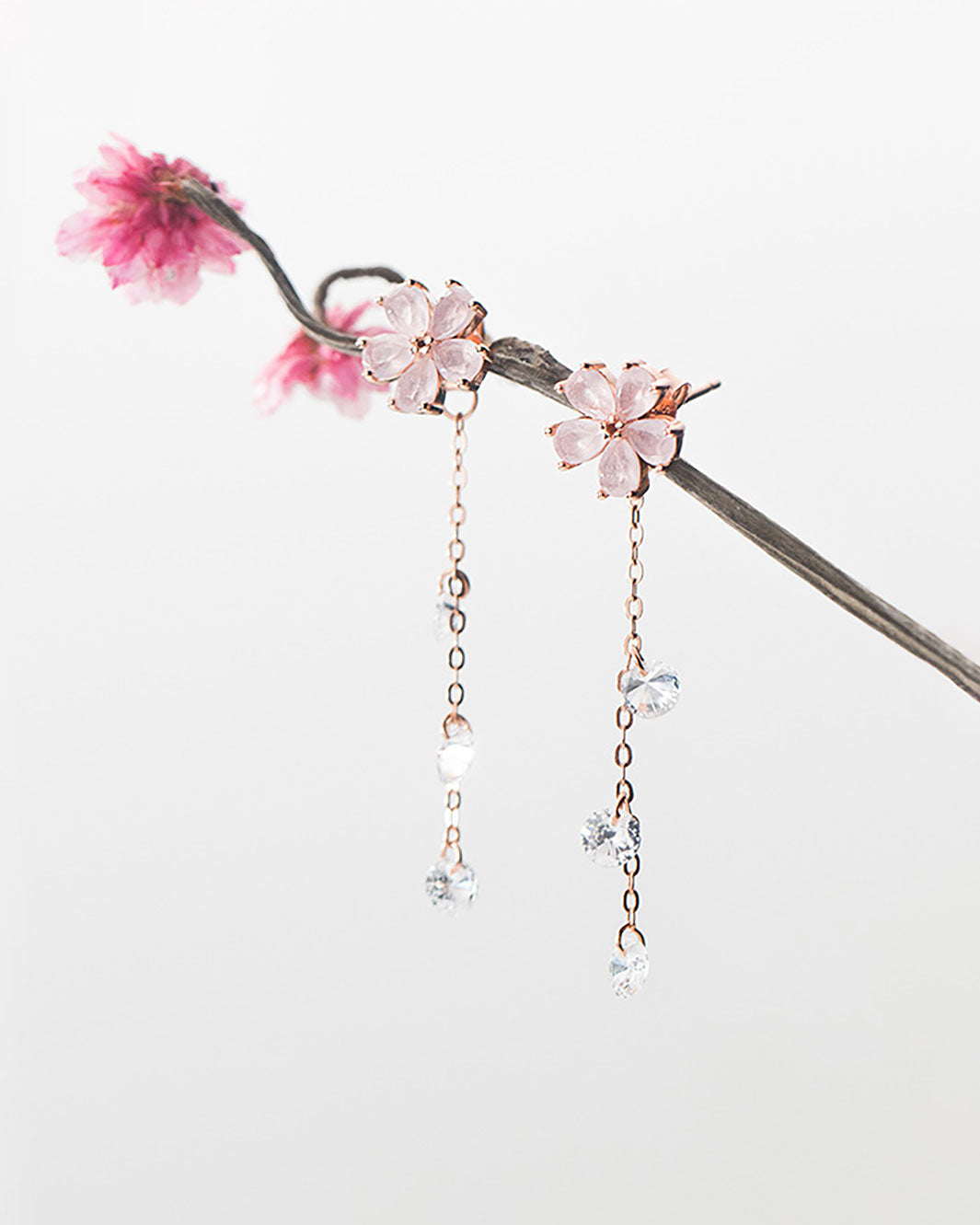 Sakura Flower Tassel Drop Earrings