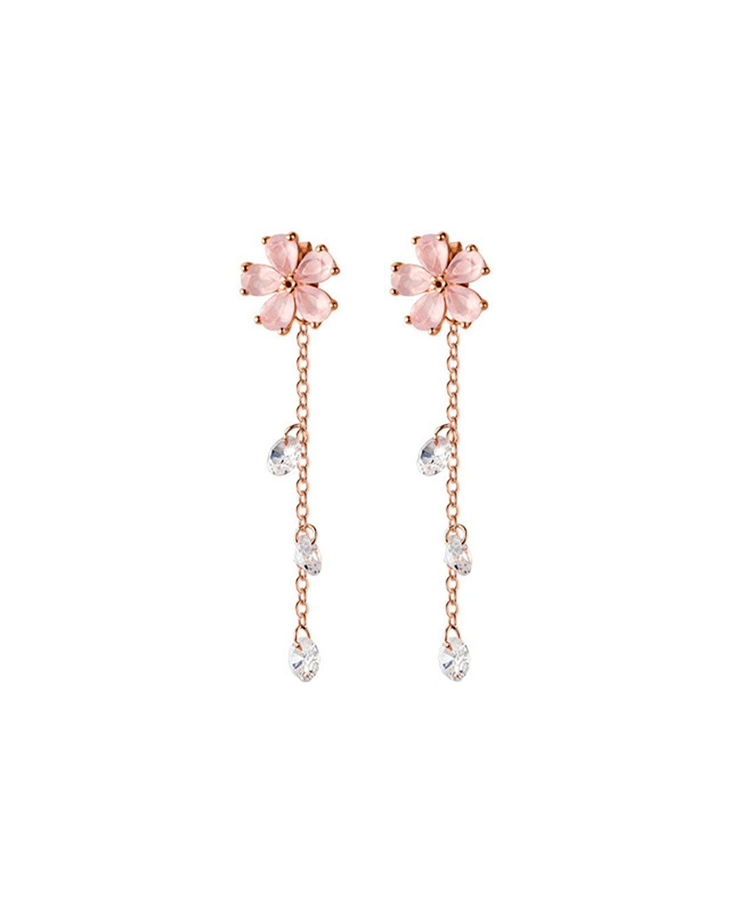 Sakura Flower Tassel Drop Earrings