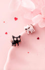 Ebony & Ivory Cats Stud Earrings