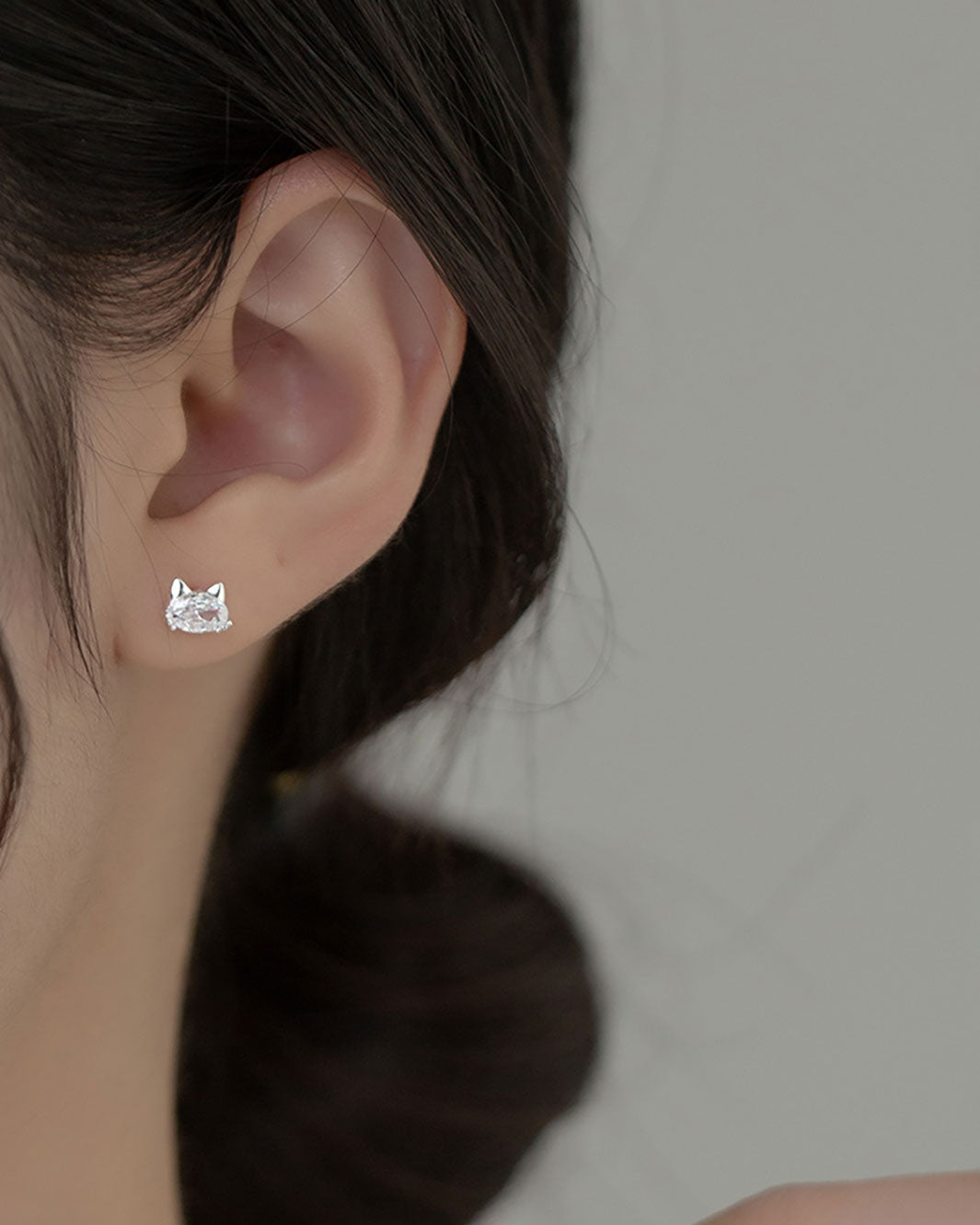 Diamond Kitty Stud Earrings