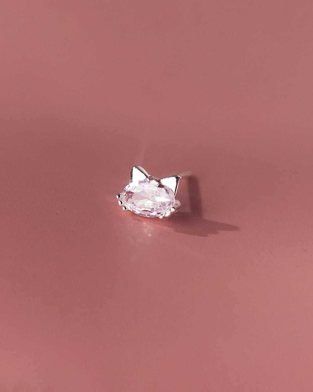 Diamond Kitty Stud Earrings