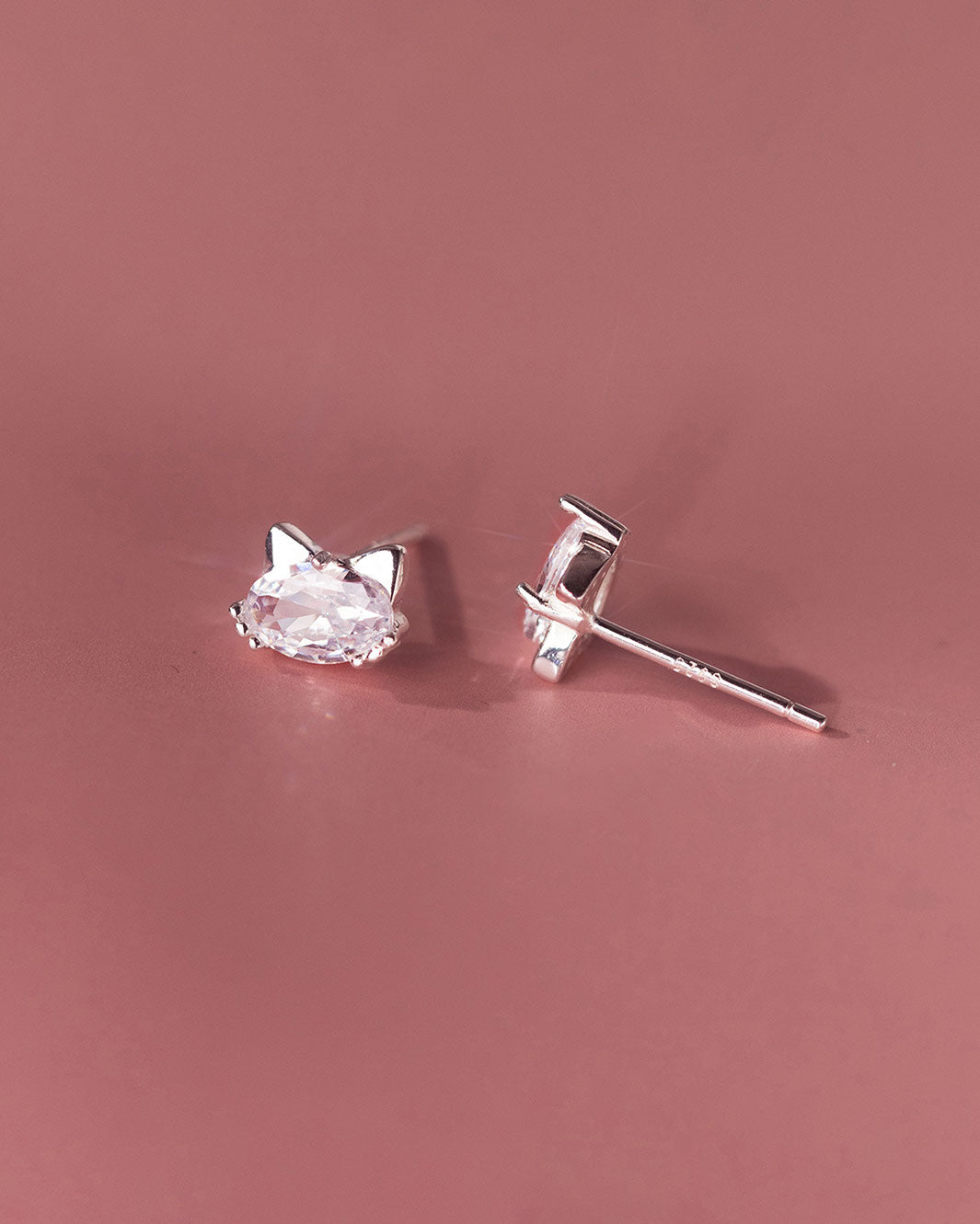 Diamond Kitty Stud Earrings