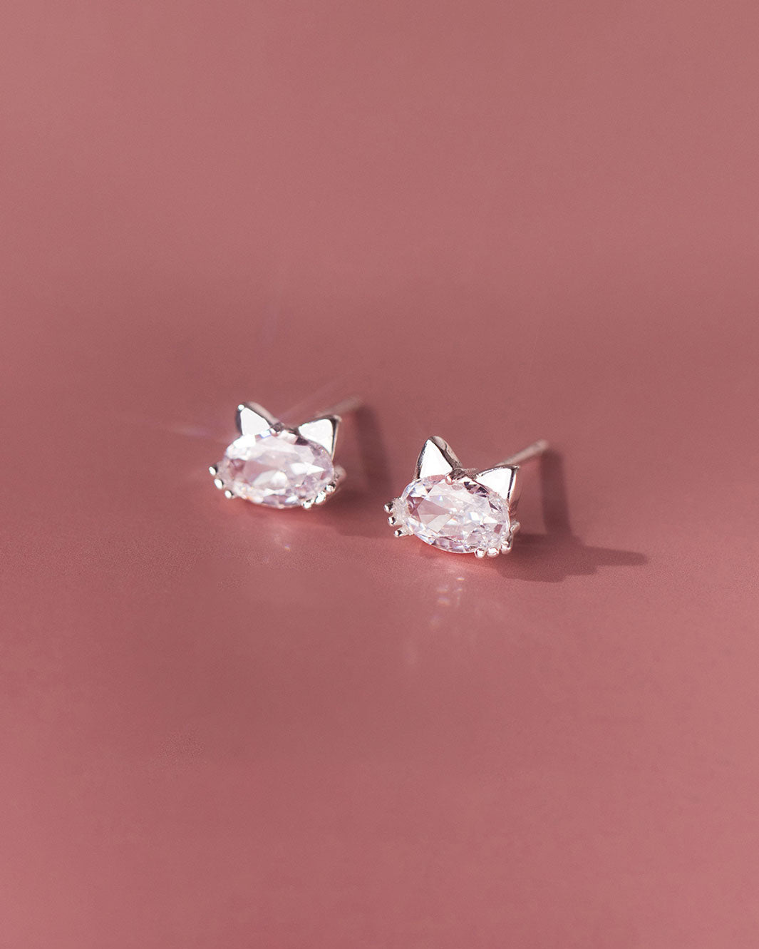 Diamond Kitty Stud Earrings