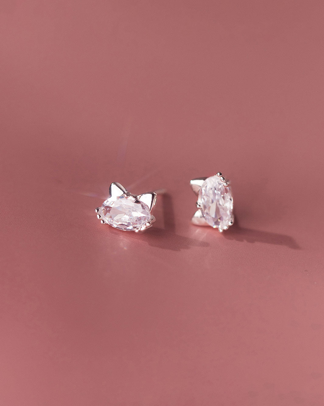 Diamond Kitty Stud Earrings