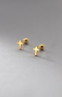 Minimal Cross Barbell Earrings