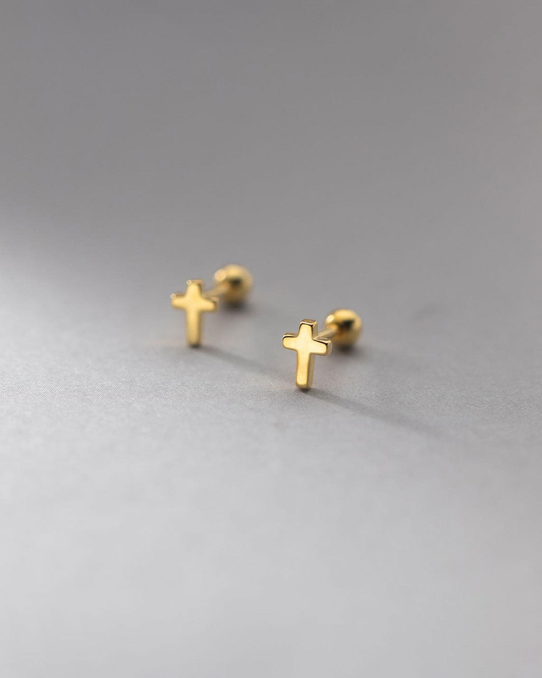 Minimal Cross Barbell Earrings