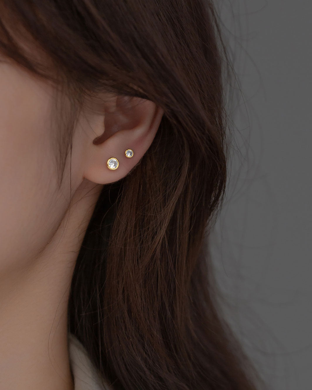 Bezel Solitaire Barbell Earrings