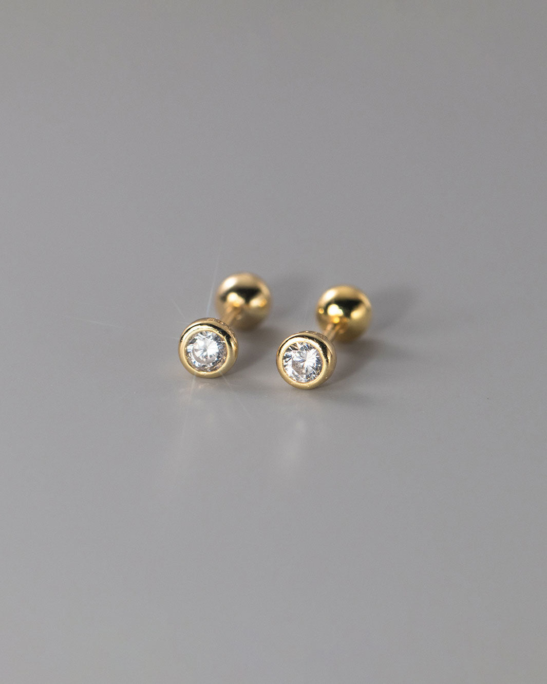 Bezel Solitaire Barbell Earrings