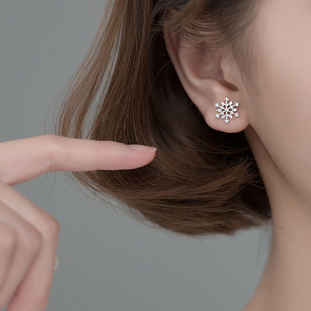 Winter Snowflake Stud Earrings