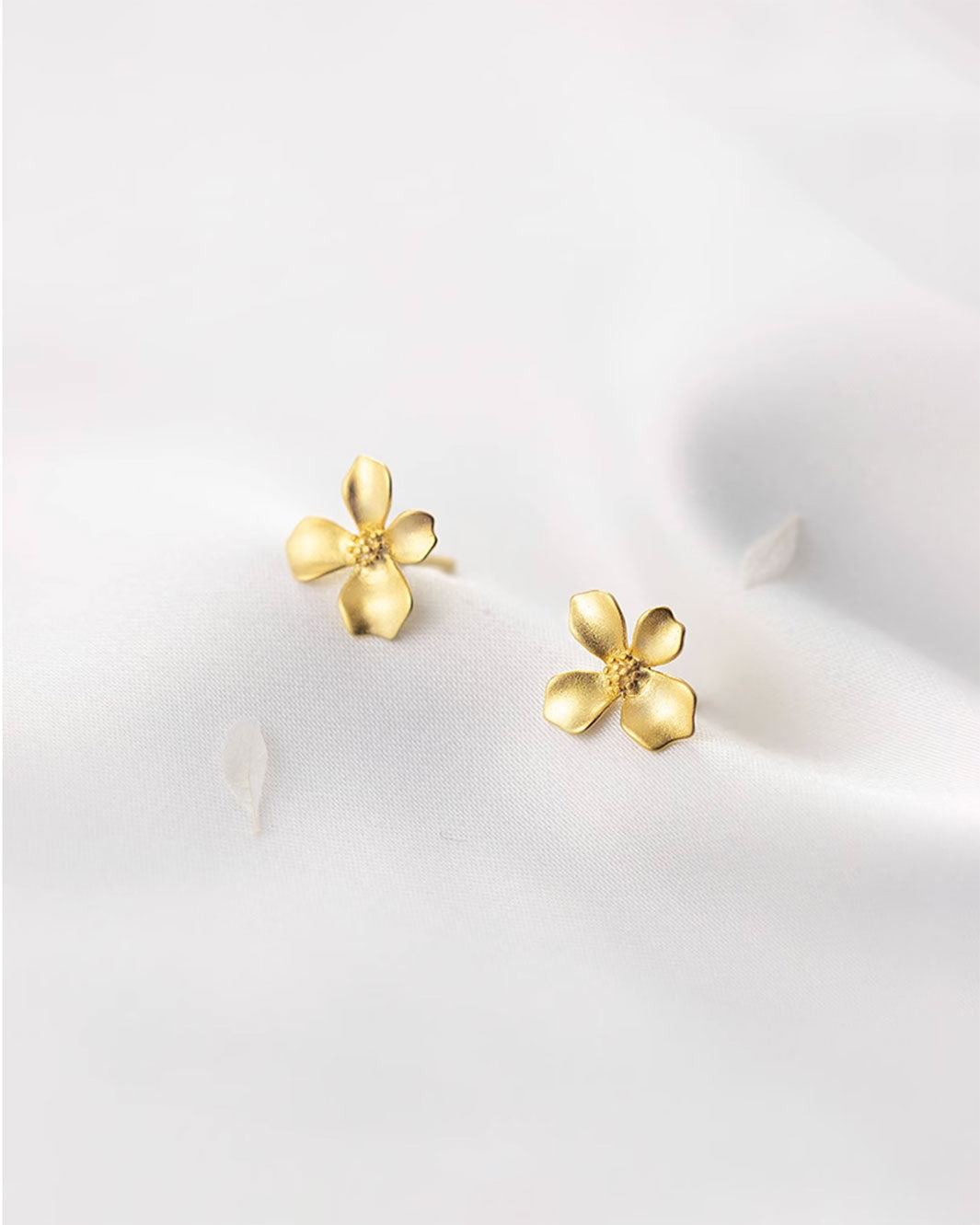 Brushed Floral Stud Earrings