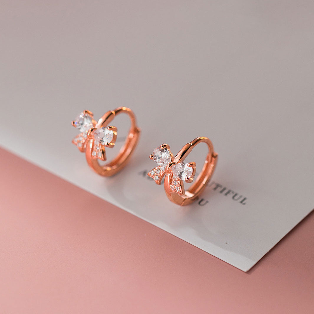 Twinkle Bow Knot Hoop Earrings