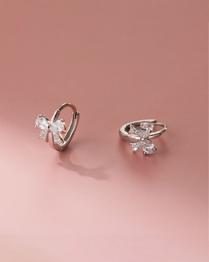 Twinkle Bow Knot Hoop Earrings