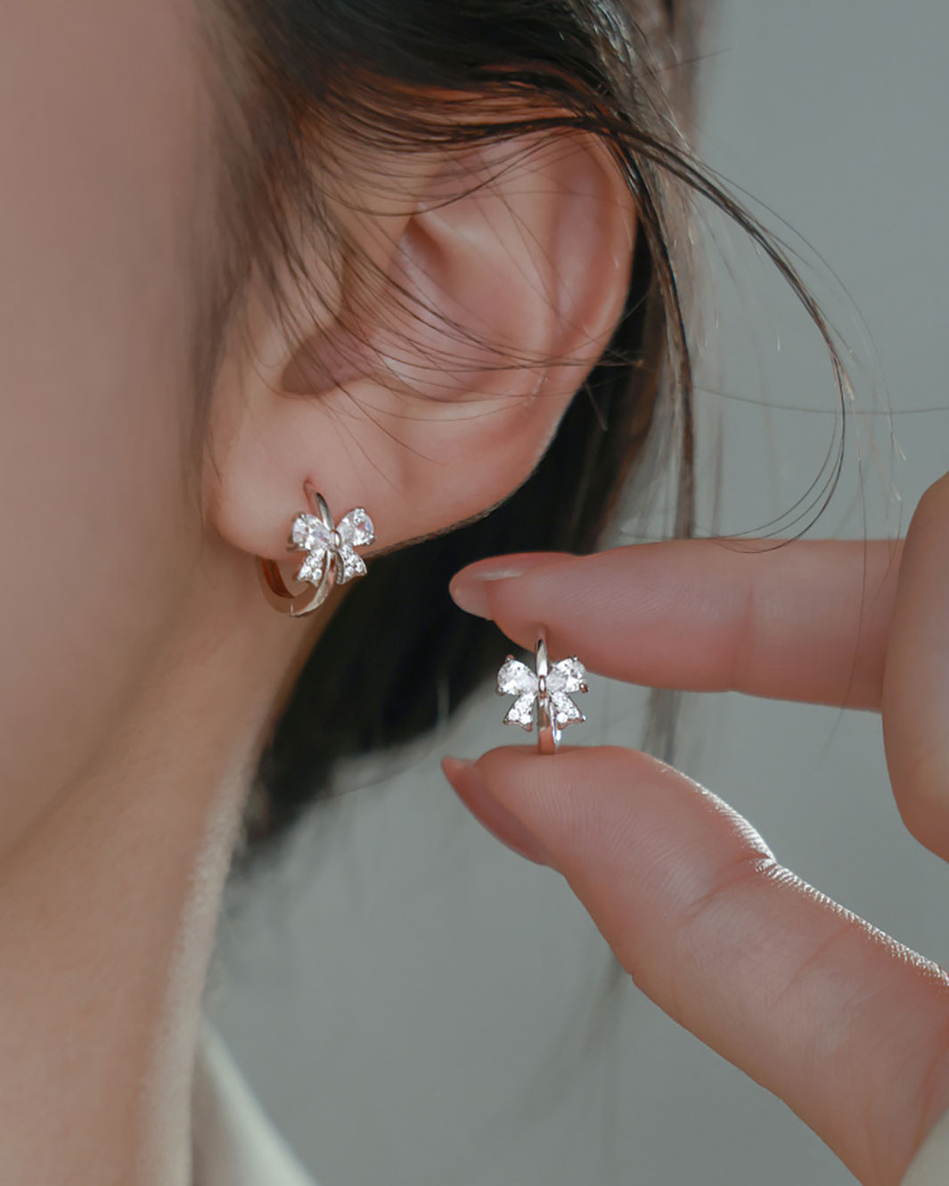 Twinkle Bow Knot Hoop Earrings