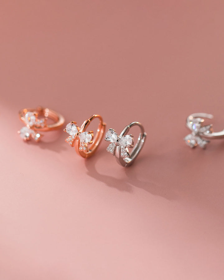 Twinkle Bow Knot Hoop Earrings