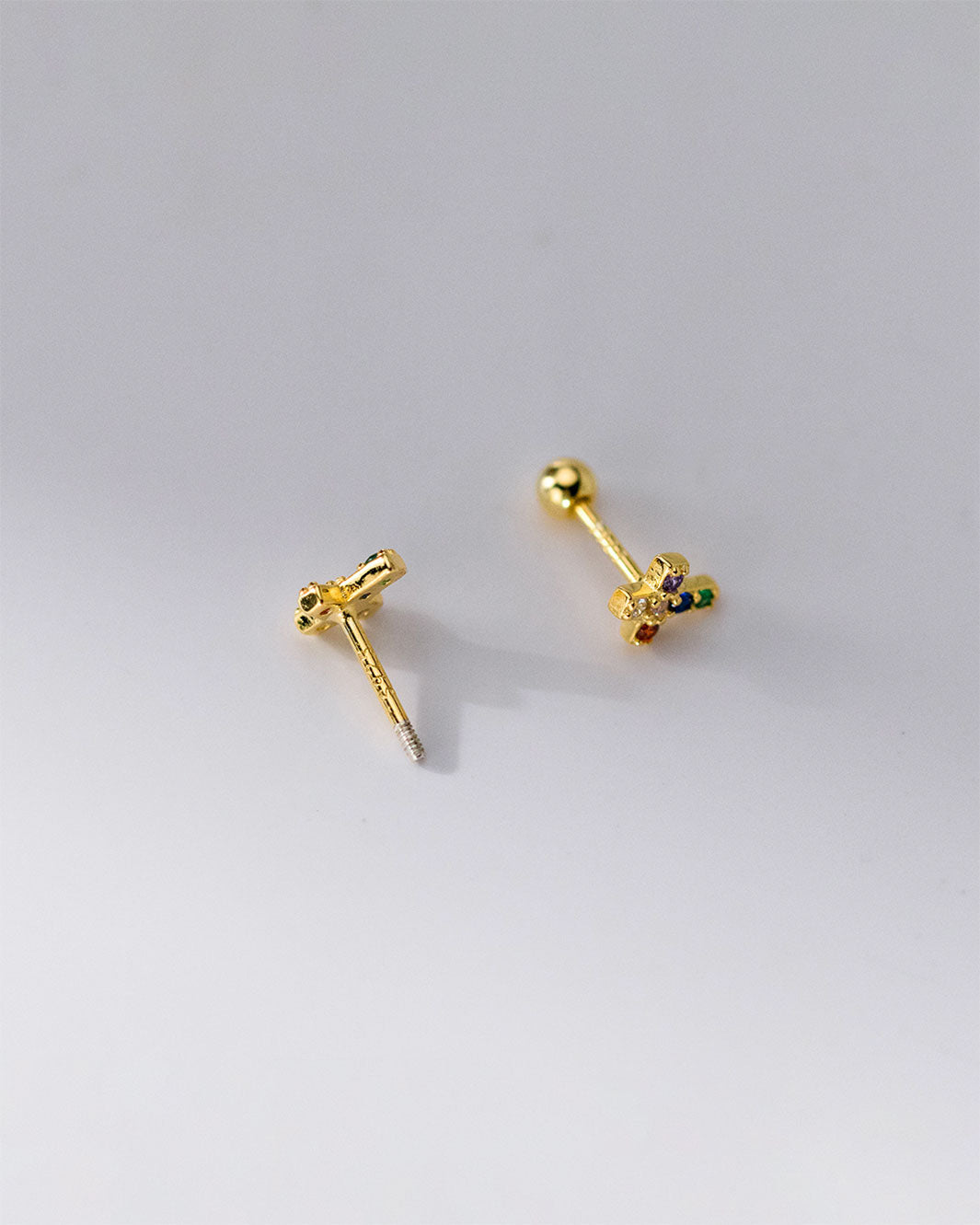 Hope Rainbow Cross Barbell Earrings