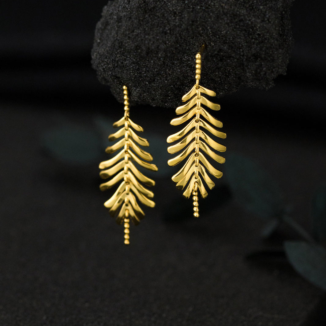 Leafy Willow Tassel Drop Earrings