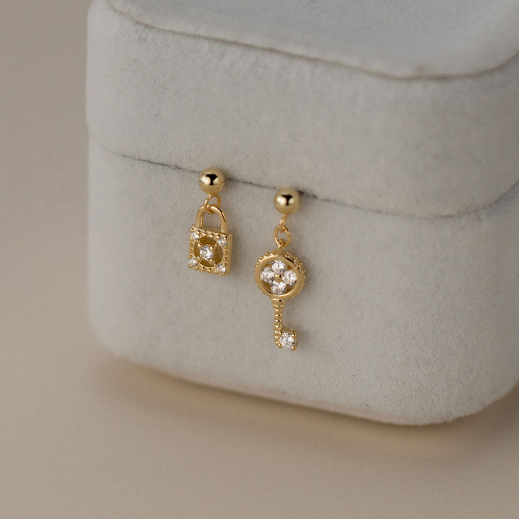 Lock and Key Dangle Earrings