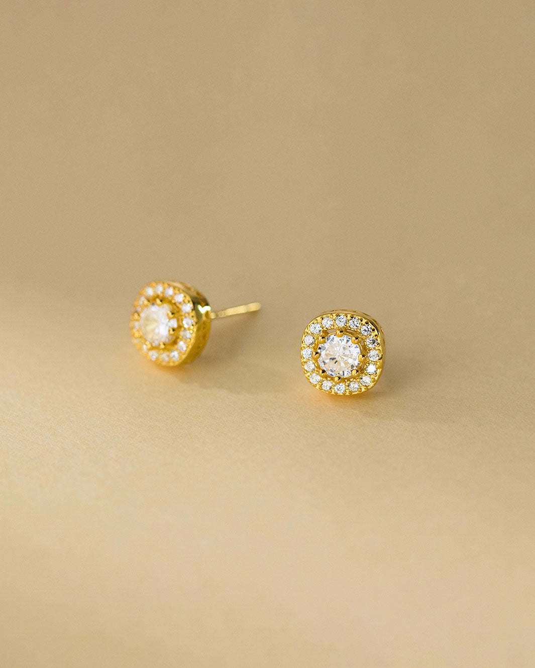 Brigitte Square Halo Stud Earrings