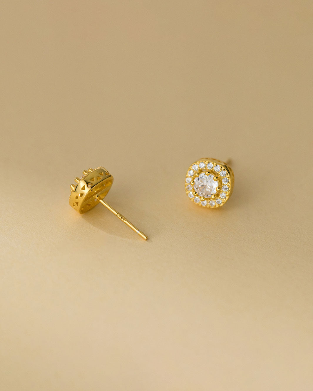 Brigitte Square Halo Stud Earrings