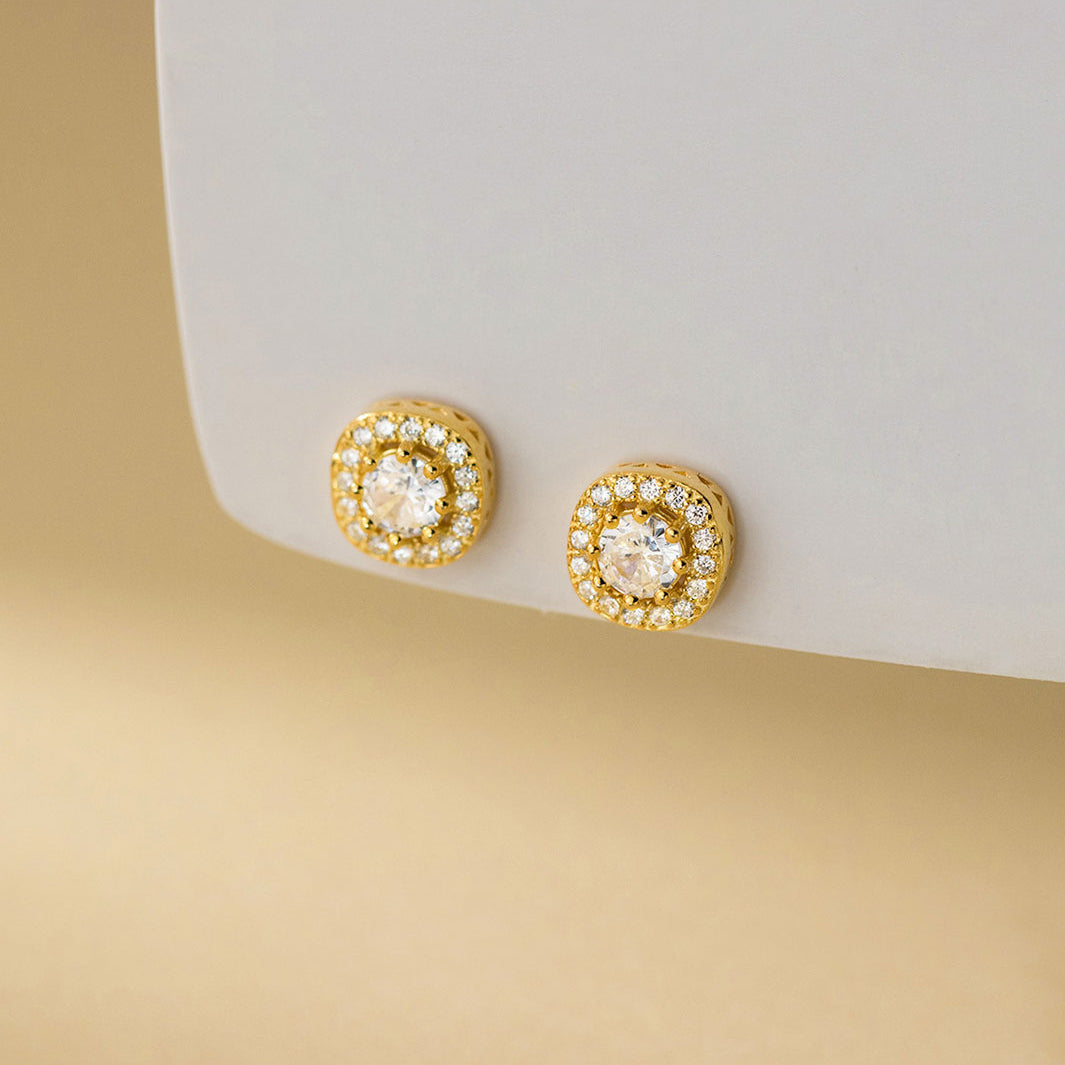 Brigitte Square Halo Stud Earrings