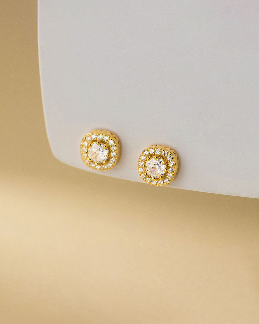 Brigitte Square Halo Stud Earrings