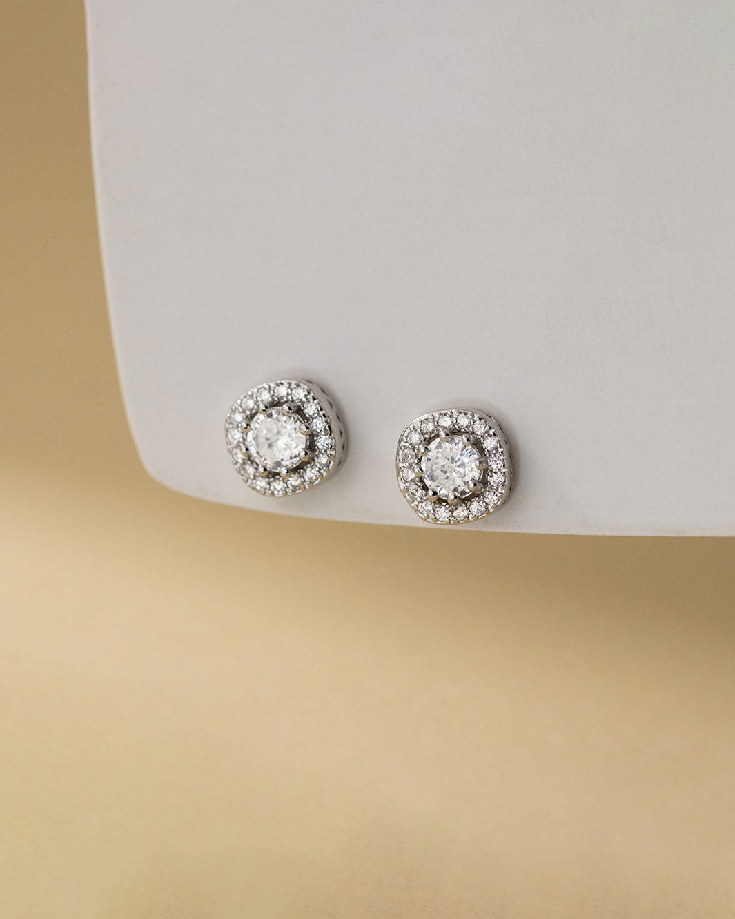 Brigitte Square Halo Stud Earrings