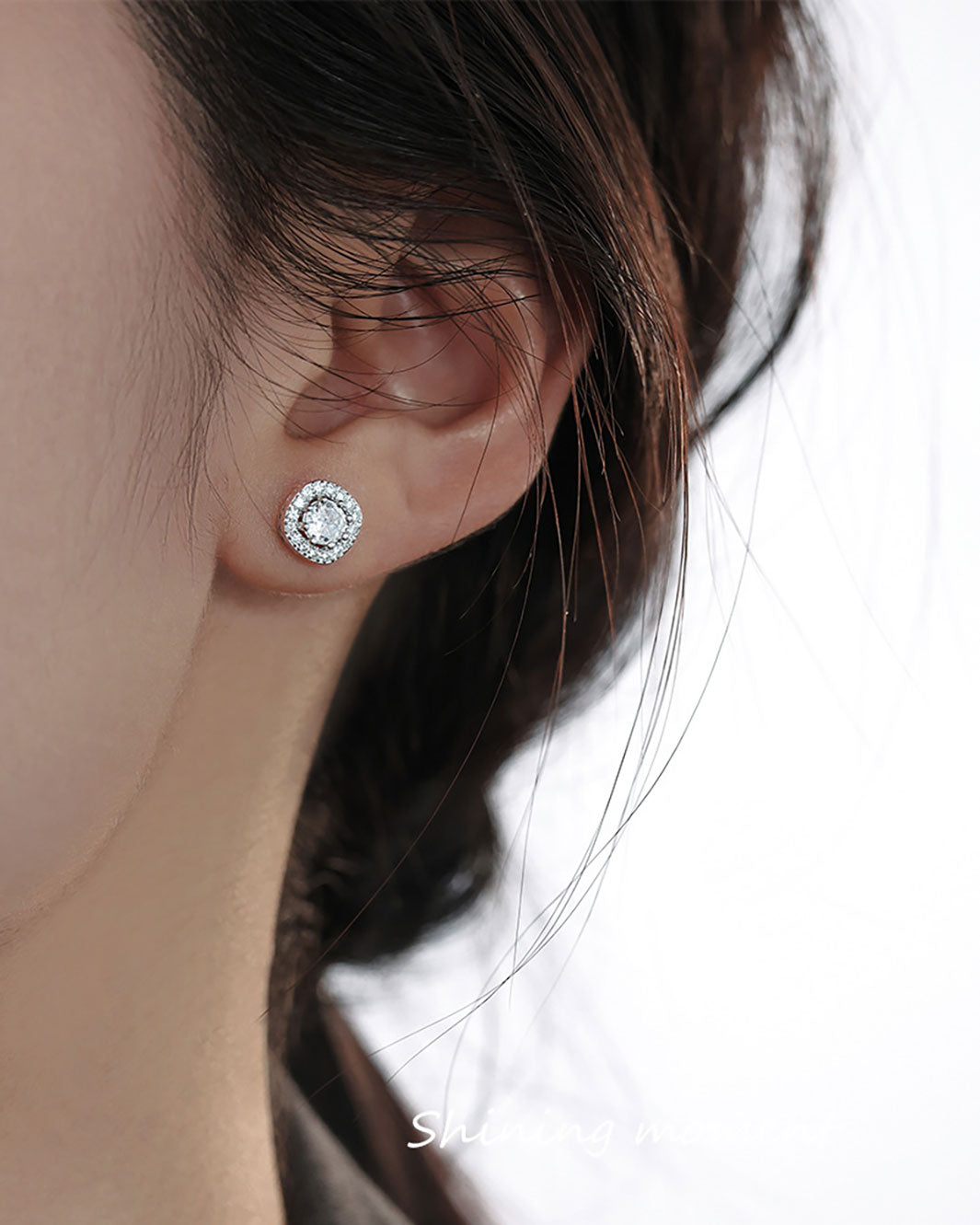 Brigitte Square Halo Stud Earrings