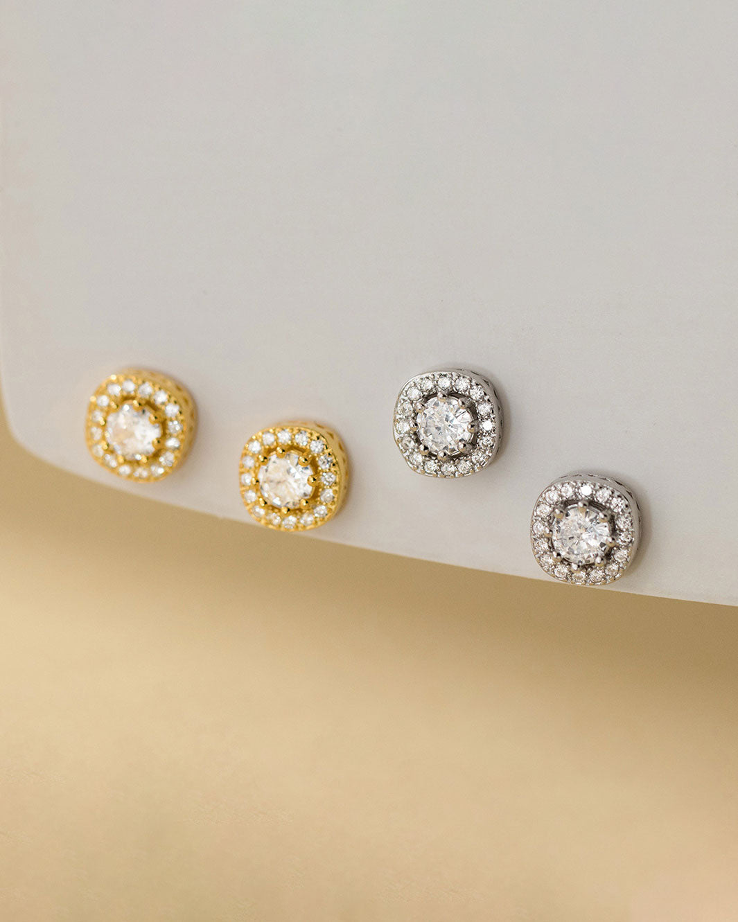 Brigitte Square Halo Stud Earrings