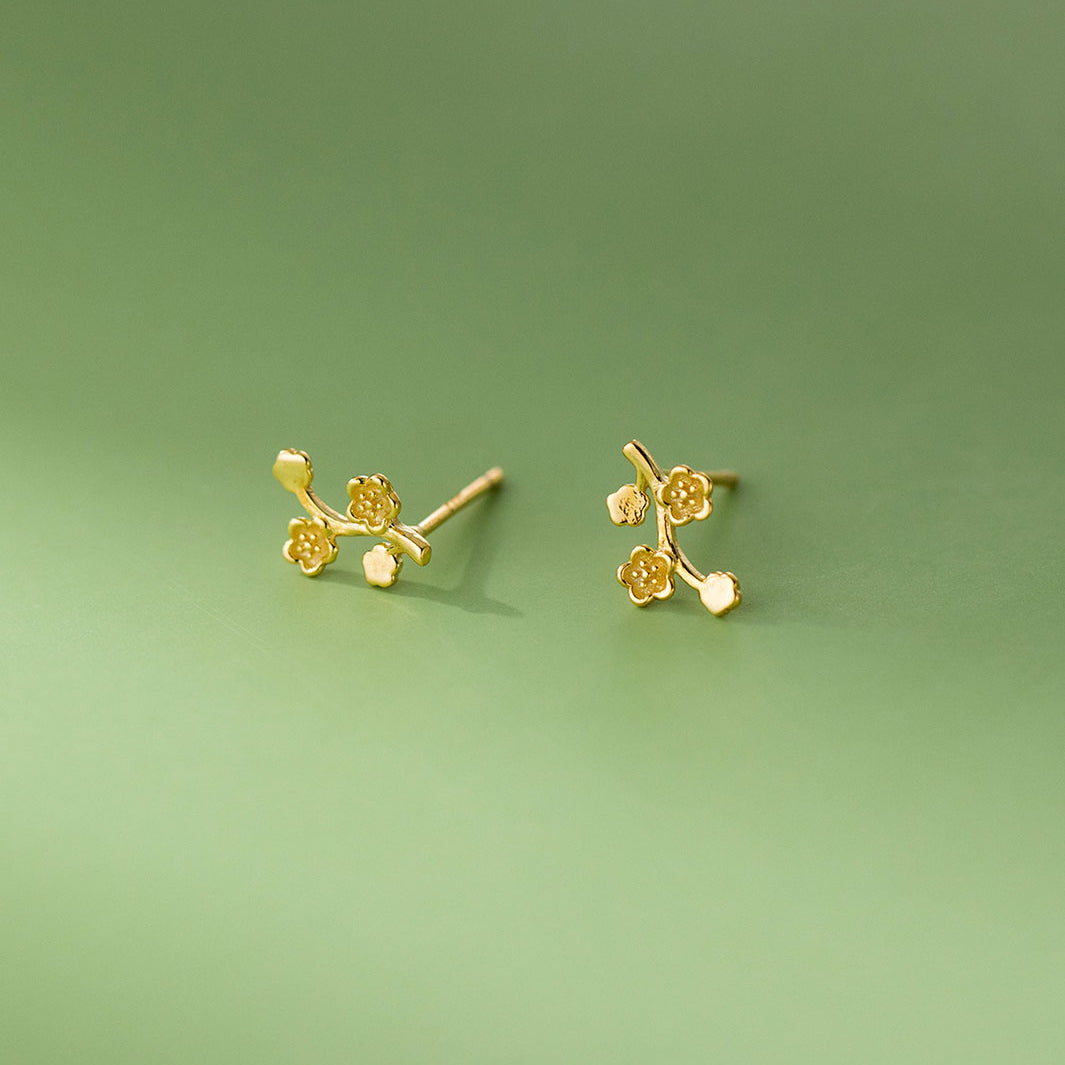 Plum Blossom Flower Stud Earrings