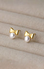 Bow Knot Pearl Stud Earrings
