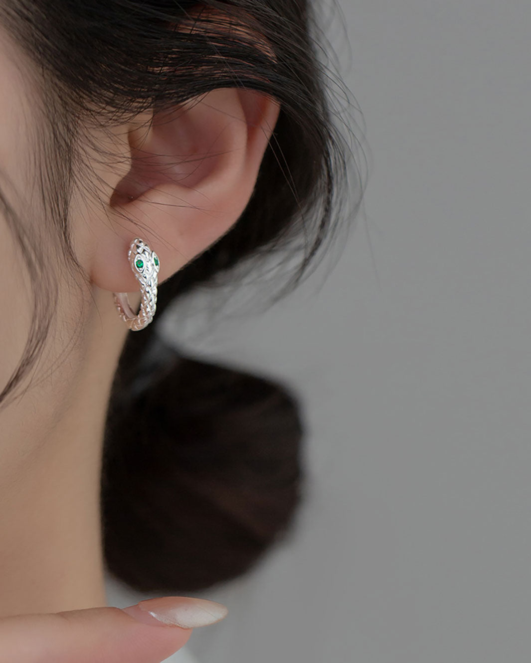Emerald-Eyed Serpent Hoop Earrings