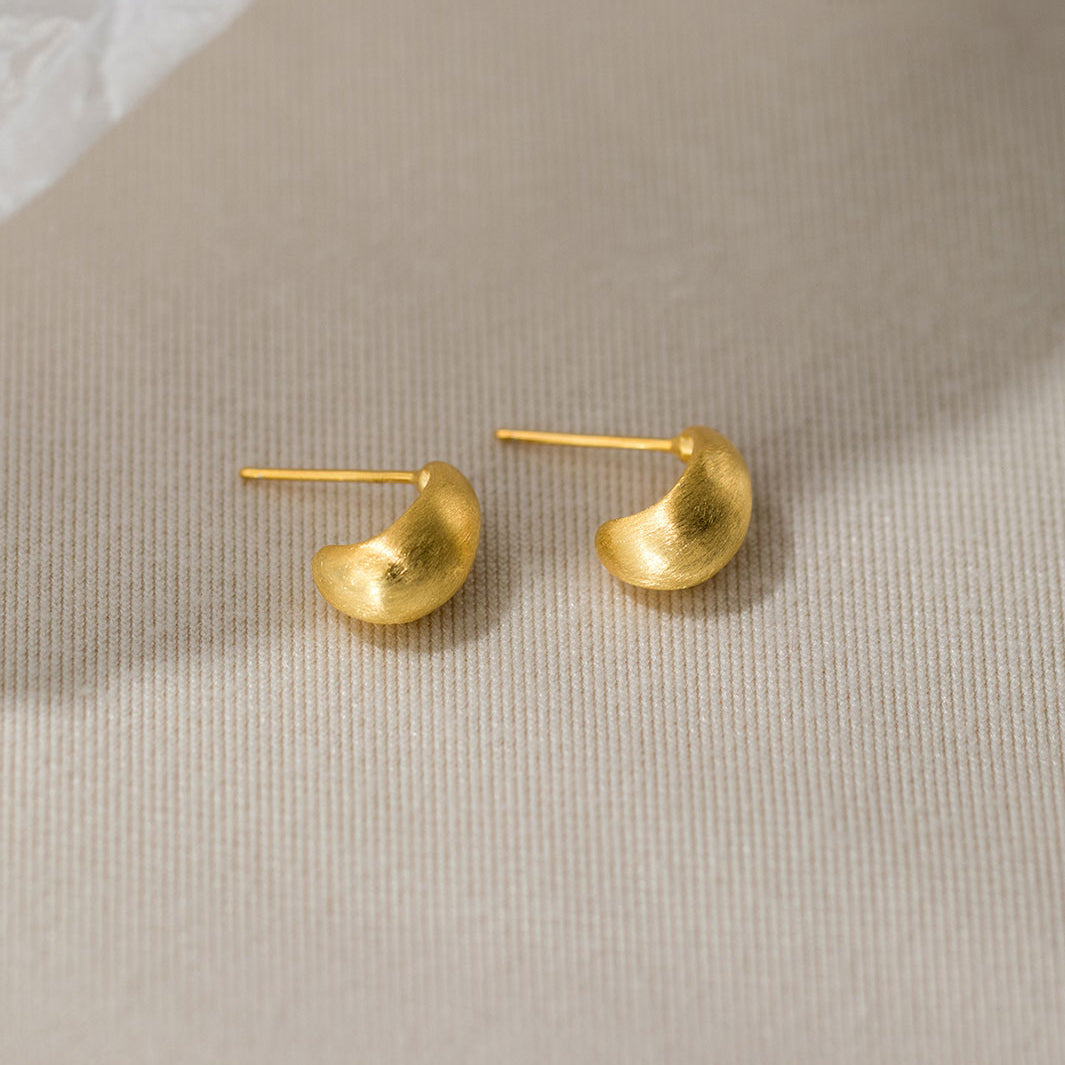 Brushed Droplet Stud Earrings