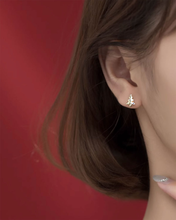 Dainty Christmas Tree Mismatch Dangle Earrings