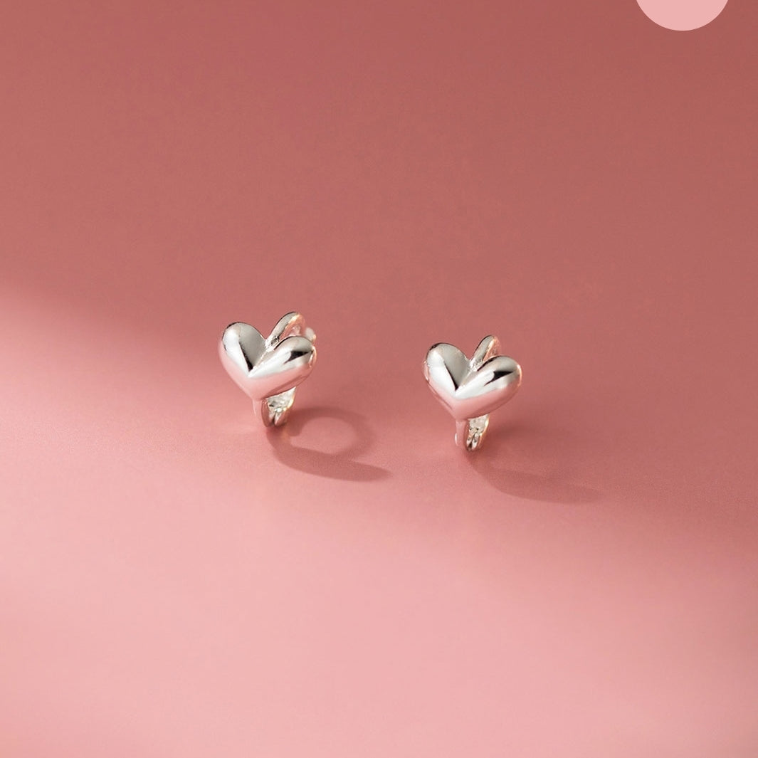 Puffy Heart Huggie Earrings